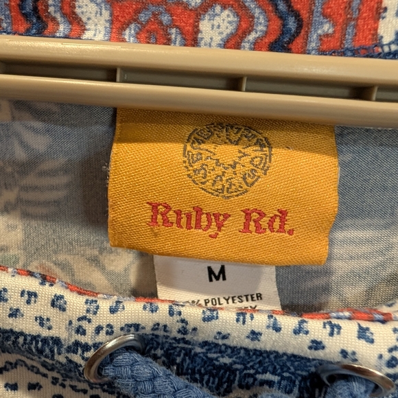 Ruby Rd. Blue and Red Patchwork Blouse - Picture 4 of 6